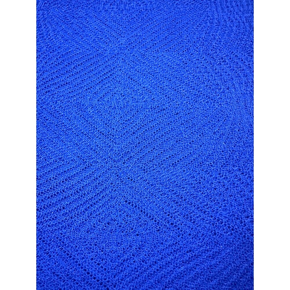 Eileen Fisher Adriatic Blue Rayon Nylon Crinkle Diamond Tunic Sweater Top M - Picture 4 of 9